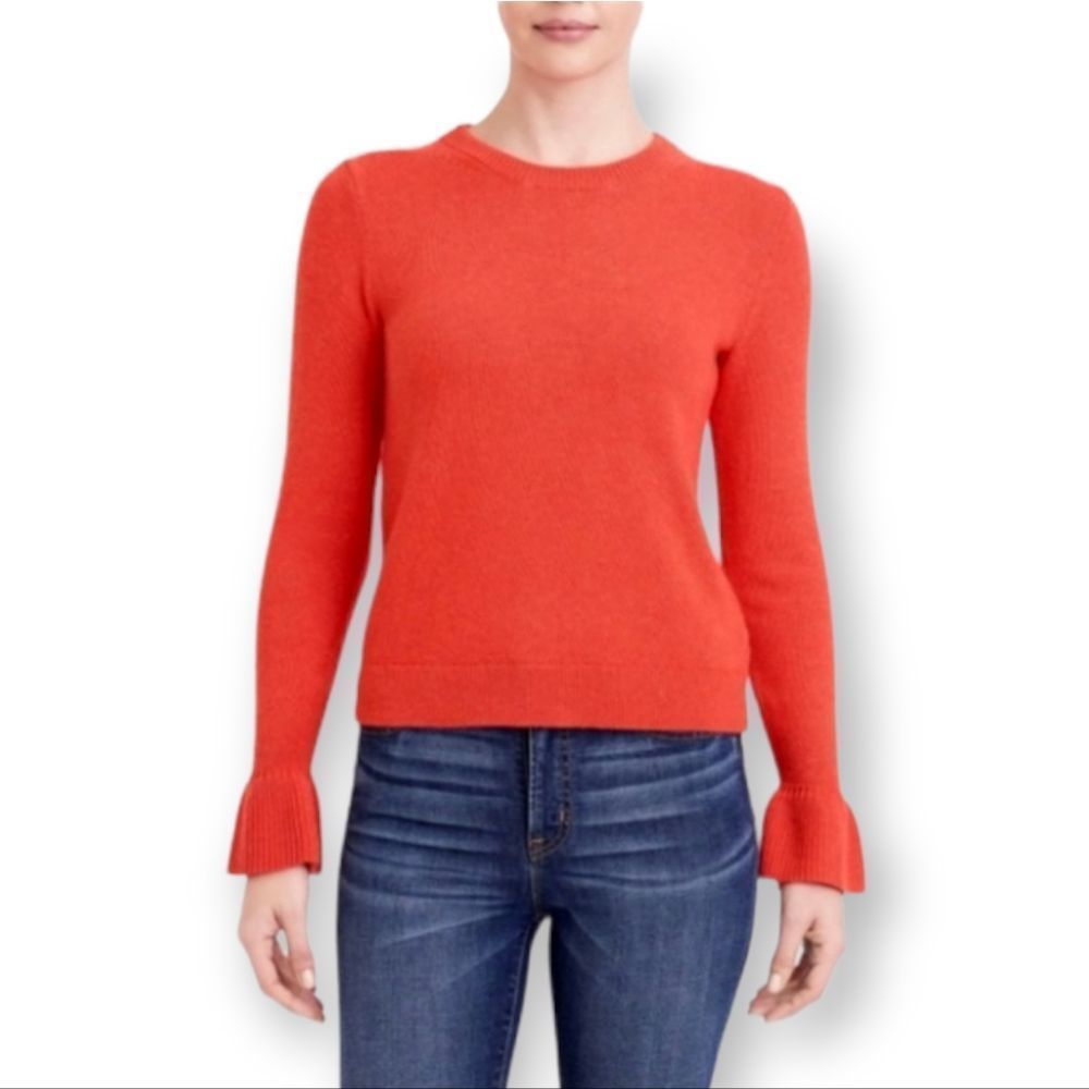 J.Crew Orange Bell Sleeve Wool Blend Sweater Size Small